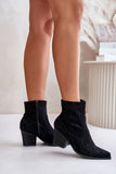 Eco-Suede Cowboy Cut Boots with Zipper and Stylish Stitching