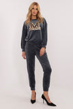 Chic Women's Velour Blouse & Pants Set for Casual Style