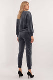Chic Women's Velour Blouse & Pants Set for Casual Style