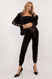 Chic Women's Velour Lounge Set with Animal Print Accents