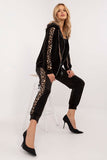 Chic Women's Velour Lounge Set with Animal Print Accents
