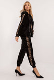 Chic Women's Velour Lounge Set with Animal Print Accents