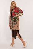 Elegant Women's Transitional Coat with Rose Print & Rhinestones