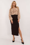 Elegant Ribbed Midi Skirt with Slit for Work & Casual Wear