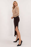 Elegant Ribbed Midi Skirt with Slit for Work & Casual Wear