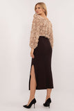 Elegant Ribbed Midi Skirt with Slit for Work & Casual Wear
