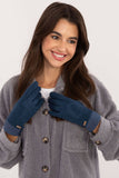 Stylish Ribbed Touchscreen Gloves with Embroidered Flower