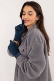 Stylish Ribbed Touchscreen Gloves with Embroidered Flower