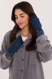 Stylish Ribbed Touchscreen Gloves with Embroidered Flower