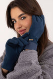 Stylish Ribbed Touchscreen Gloves with Embroidered Flower