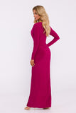 Elegant V-Neck Maxi Dress with High Slit and Long Sleeves