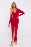 Elegant Maxi Evening Dress with V Neck and High Slit