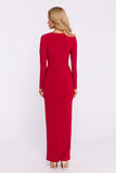 Elegant Maxi Evening Dress with V Neck and High Slit