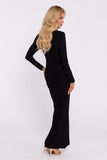 Elegant Maxi Evening Dress with V-Neck and High Slit