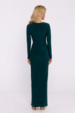 Chic Maxi Evening Dress with V Neckline and High Slit