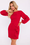 Elegant Cut-Out Mini Dress with Flounce and Long Sleeves