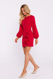 Elegant Cut-Out Mini Dress with Flounce and Long Sleeves