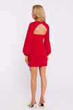 Elegant Cut-Out Mini Dress with Flounce and Long Sleeves