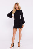 Elegant Mini Dress with Flounce and Cut-Out Back Detail