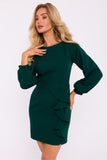 Elegant Mini Dress with Flounce and Back Cut-Out Detail