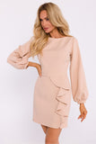 Elegant Flounce Mini Dress with Cut-Out Back and Sleeves