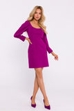 Elegant Mini Dress with Deep Square Neckline and Puff Sleeves