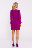 Elegant Mini Dress with Deep Square Neckline and Puff Sleeves