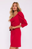 Elegant Mini Dress with Deep Square Neckline & Long Sleeves