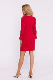 Elegant Mini Dress with Deep Square Neckline & Long Sleeves