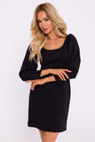 Elegant Mini Dress with Square Neckline and Puff Sleeves