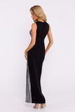 Elegant Maxi Dress with Metallic Sheen and High Slit