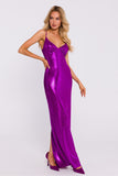 Glamorous Knitted Maxi Dress with High Slit and Sheen