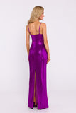 Glamorous Knitted Maxi Dress with High Slit and Sheen
