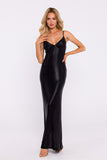 Elegant Metallic Sheen Maxi Dress with High Slit