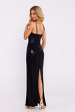 Elegant Metallic Sheen Maxi Dress with High Slit