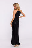 Elegant Knitted Maxi Dress with Metallic Sheen & High Slit