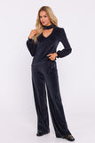 Chic Halter Neck Velour Blouse with Elegant Sleeves