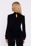 Chic Halter Neck Velour Blouse for Elegant Evening Outings
