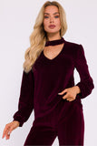 Chic Halter Neck Velour Blouse for Elegant Evenings