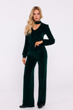 Elegant Velour Knit Women's Pants with Widened Legs