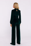 Elegant Velour Knit Women's Pants with Widened Legs