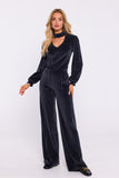 Elegant Velour Knit Women's Pants with Widened Legs