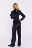 Elegant Velour Knit Women's Pants with Widened Legs