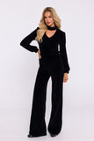 Elegant Velour Knit Women's Pants with Widened Legs