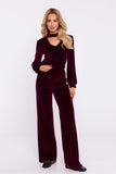 Elegant Velour Knit Women's Pants with Widened Legs