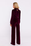 Elegant Velour Knit Women's Pants with Widened Legs