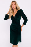 Chic Velour Knit Dress with Elegant Cut and High Slit