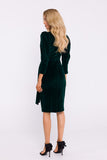 Chic Velour Knit Dress with Elegant Cut and High Slit
