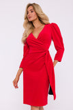 Elegant Velour Knit Dress with Chic Sash & High Slit