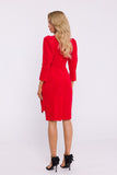 Elegant Velour Knit Dress with Chic Sash & High Slit